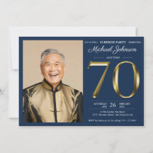 70 de Foto Personalizada Azul do Marinho Dourado S