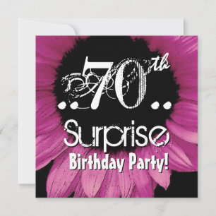 Convites 70 de Girassol Rosa Surpresa Modelo de aniversári