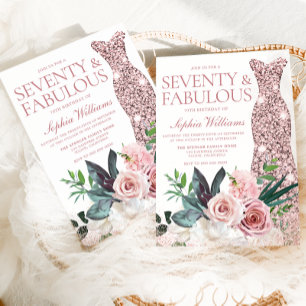 Convites 70 de Vestido Dourado, Rosa cor-de-rosa, cor-de-ro