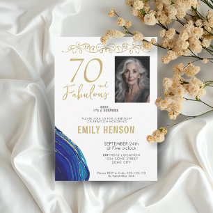 Convites 70 e Fabulosa Foto de aniversário do 70 de Ornamen