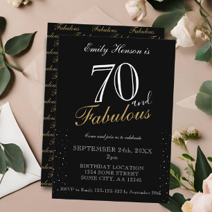 Convites 70 e Fabuloso Aniversário com Letra Elegante Preta
