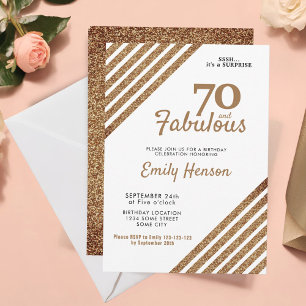 Convites 70 e Fabuloso Elegante Brilho Dourado Aniversário
