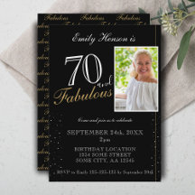 70 e Fabuloso Elegante Preto Foto Aniversário