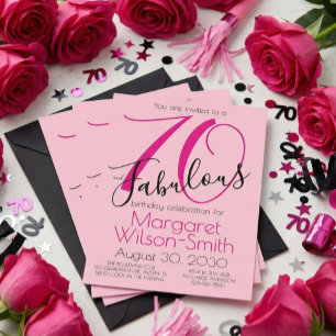 Convites 70 e Fabuloso Rosa Bege 70º Aniversário