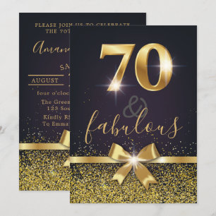 Convites 70 elegantes & aniversário Dourado fabuloso do 70