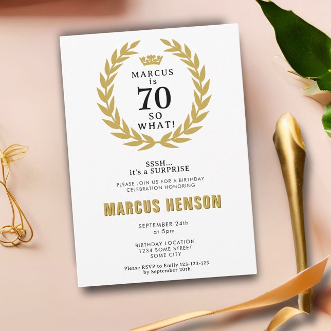 Convites 70 então? Coroa de Louro Divertida Aniversário de  (Criador carregado)