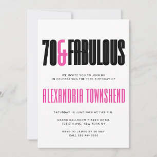 Convites 70 & Fabuloso Negrito Tipografia Moderna Aniversár