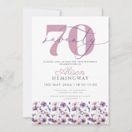 Convites 70 Feminina Roxo Floral Borboleta