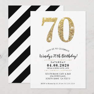 Convites 70 FESTA DE ANIVERSÁRIO INVITE brilho de ouro mode
