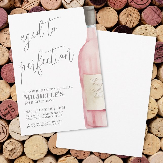Convites 70 simples de vinho (Wine Simple 70th Birthday Party Invitation)