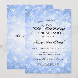 Convites 70 Surprise Birthday Blue Winter Wonderland