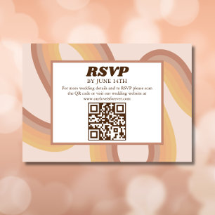 Convites 70s Linhas do Groovy Retro Funky QR Code RSVP