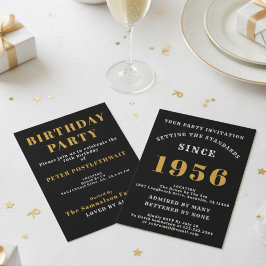 Convites 70th Birthday Add Name Year Black Gold For Him