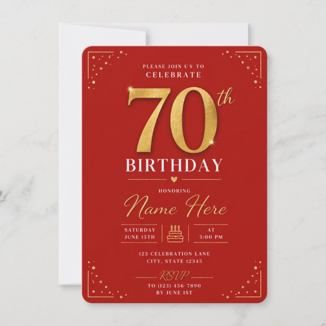 Convites 70th Birthday Invitation  (Frente)