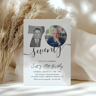 Convites 70th Birthday Invitation Two Photo Adult Birthday