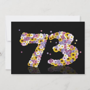 Convites 73.a Festa de aniversário, com letras floridas
