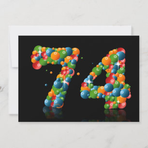 Convites 74.a Festa de aniversário, com bolhas e bolas
