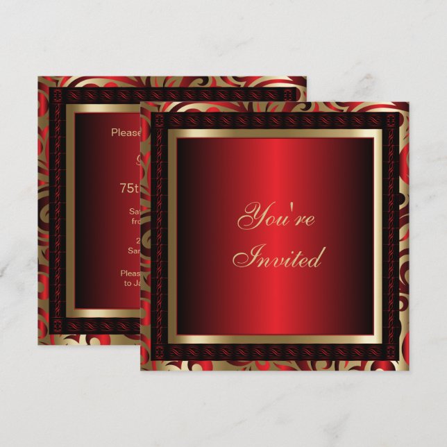 Convites 75ª Festa de aniversário | DIY Texto (Frente/Verso)