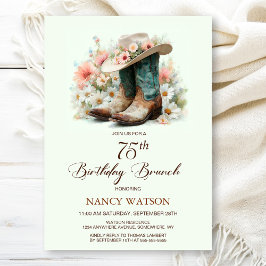 Convites 75º Aniversário Cowgirl Boots Birthday Brunch