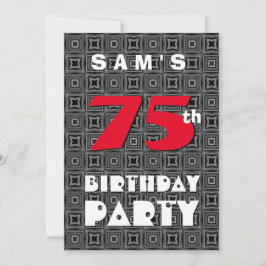 Convites 75º Aniversário Para Ele Padrão Branco Preto A11
