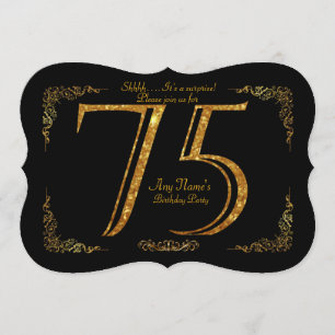 Convites 75º,Festa de aniversário 75º,excelente Gatsby,pret