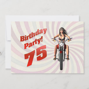 Convites 75.ª festa de aniversário com uma garota em uma mo