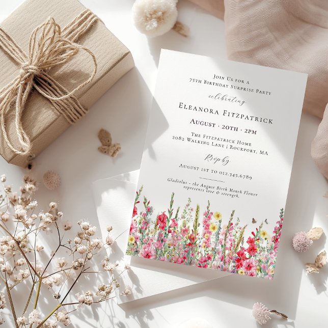 Convites 75. º aniversário Aniversário do Flower de Nascime (Criador carregado)