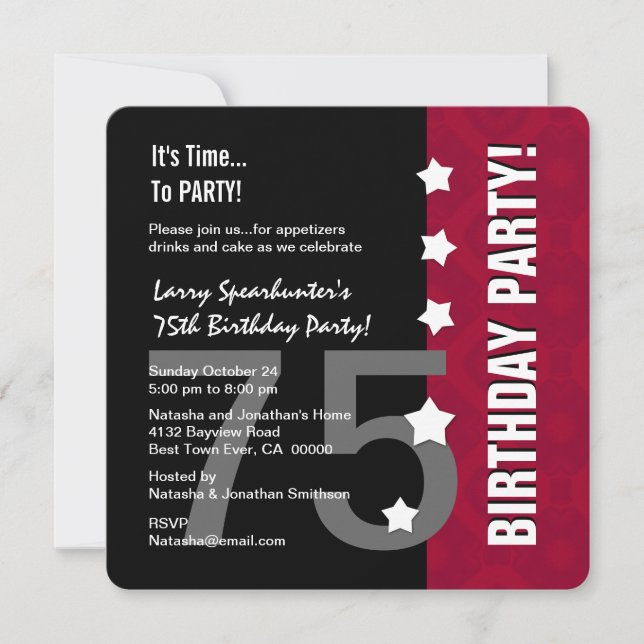 Convites 75.º Aniversário Engraçado Não em Hill Z75D (Frente)