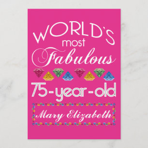 Convites 75.º aniversário Gems Coloridas Mais Fabulosas R