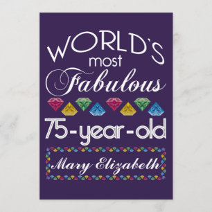 Convites 75.º Aniversário Mais Fabuloso Gems Coloridas Ro