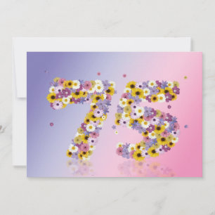 Convites 75.a Festa de aniversário, com letras floridas