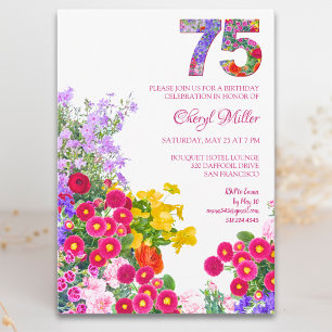 Convites 75 Anos Jardim Elegante Floral – Aniversário de 75