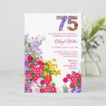 75 Anos Jardim Elegante Floral – Aniversário de 75