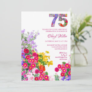 Convites 75 Anos Jardim Elegante Floral – Aniversário de 75