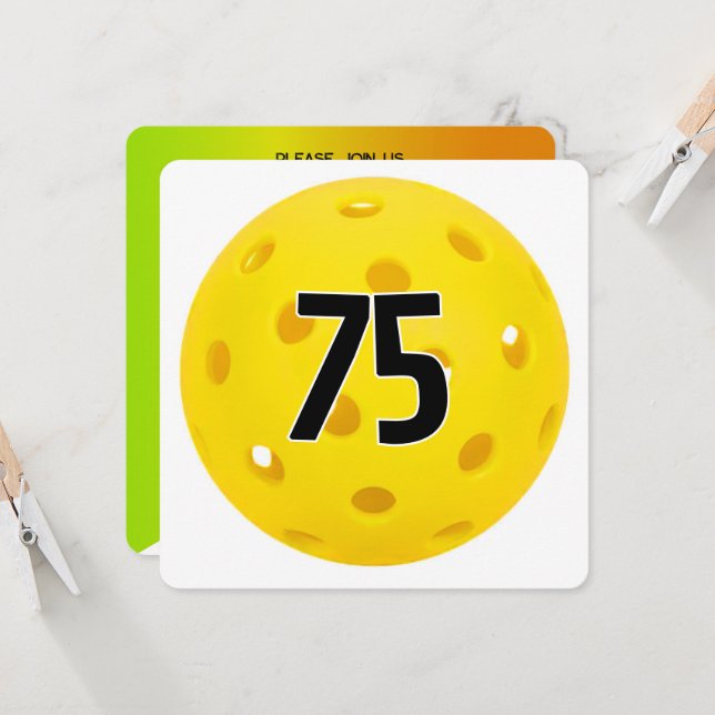 Convites 75th Birthday Pickleball Party (Frente/Verso In Situ)