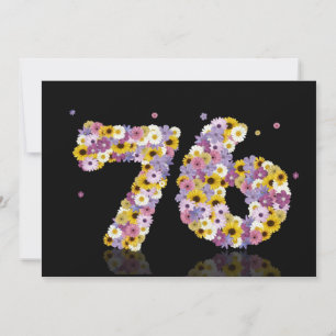Convites 76.a Festa de aniversário, com letras floridas