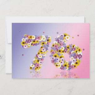 Convites 76.a Festa de aniversário, com letras floridas