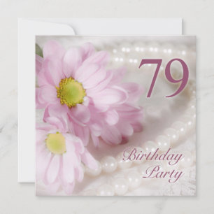 Convites 79th Birthday party invitation with daisies