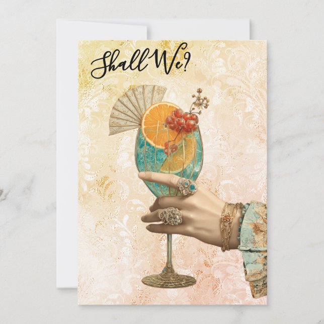 Convites *~* 7 A101 Coquetel Ornate  FOTO   FESTA DE SOLTEI (Frente)