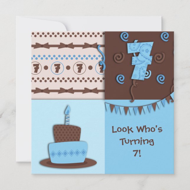 Convites 7 Aniversário : Rapaz:Convite (Frente)