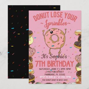 Convites 7 Aniversário Rosquinha Perder Sua Festa de Garot