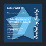 Convites 7 Birthday KIDS de 7 anos Big Blue Star K07<br><div class="desc">Sétimo aniversário Crianças de sete anos Grande Estrela Azul K07. Crie o anúncio do convite de aniversário do seu filho ao estilo moderno. É fácil! Basta adicionar os detalhes da sua festa. Este design moderno com sua estrela grande e ousada ao fundo e a carta de tendências é uma maneira...</div>
