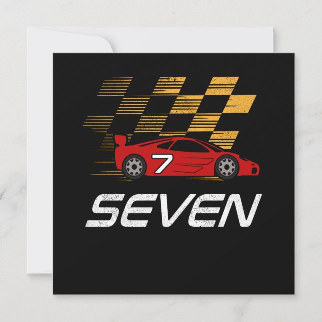 Convites 7 Birthday Racing Car Gift 7 Anos Race Driver (Frente)