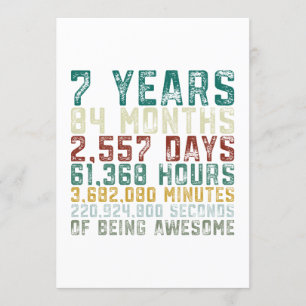 Convites 7 de 7o anos aniversário velho da menina do menin