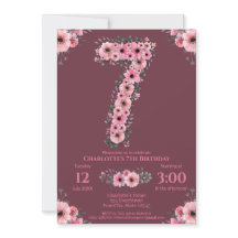 7 Grande Garota de Aniversário Flores Rosa Folhage