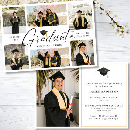 Convites 7 Photo Modern Stylish Collage Graduation Party