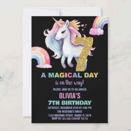 Convites 7 Rainbow Unicorn Birthday Invisions watercolo