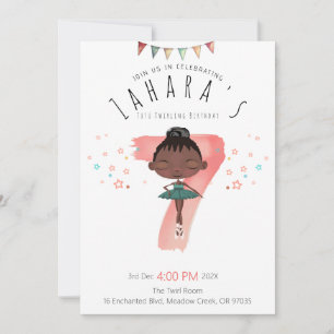 Convites 7 Whimsic Black Ballerina Aniversário