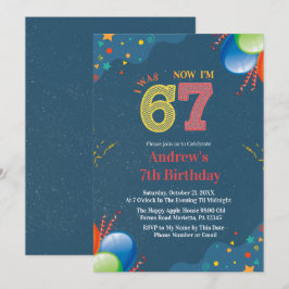 Convites 7th Birthday I Was 6 Now I’m 7 custom