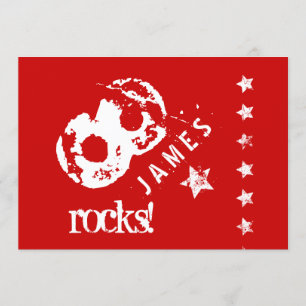 Convites 8º Aniversário de criança Grunge Stars RED A04B